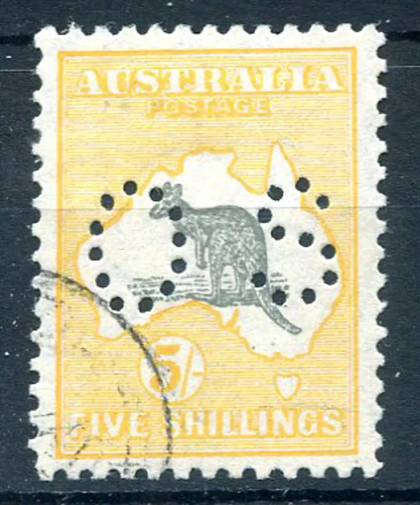 1929/30 5/- grey & yellow-orange, SMW perfined ... Image 1++