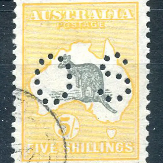 1929/30 5/- grey & yellow-orange, SMW perfined ...