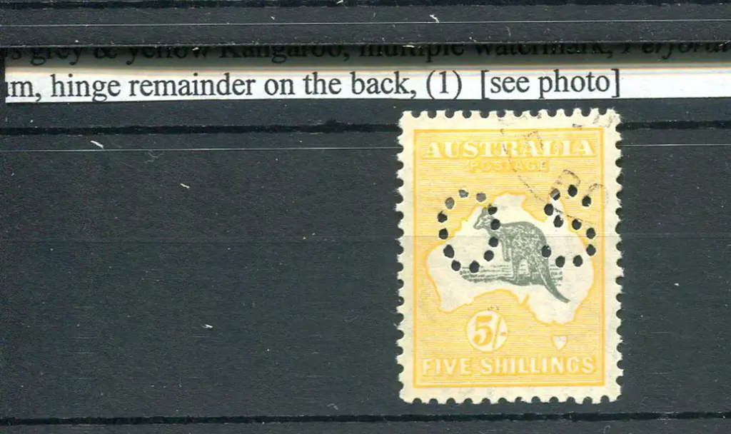 1929/30 5/- grey & yellow-orange, SMW perfined ... Image 1++