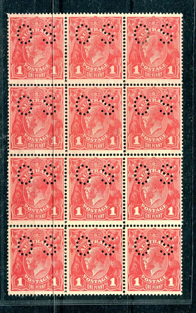 1914/20 1d dull red aniline, single wmk block of ... Image 1++