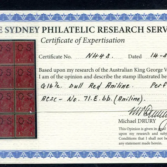 1914/20 1d dull red aniline, single wmk block of ...