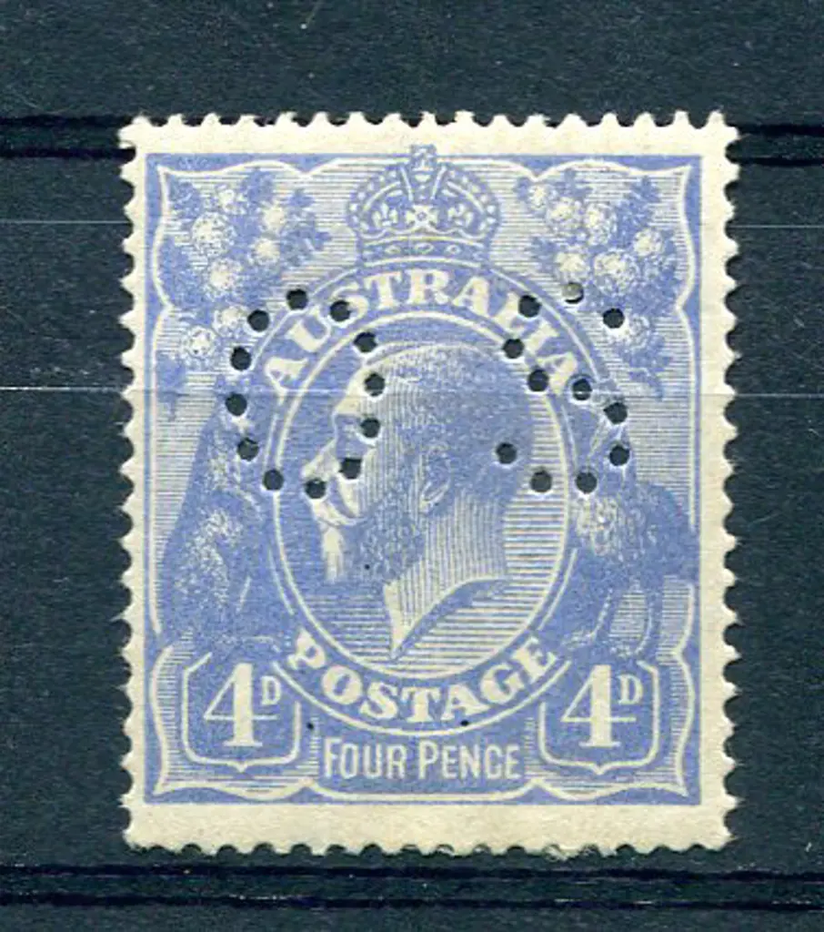 1926/30 4d blue KGV, SMW perf. 13½x12½ perfined ... Image 1++