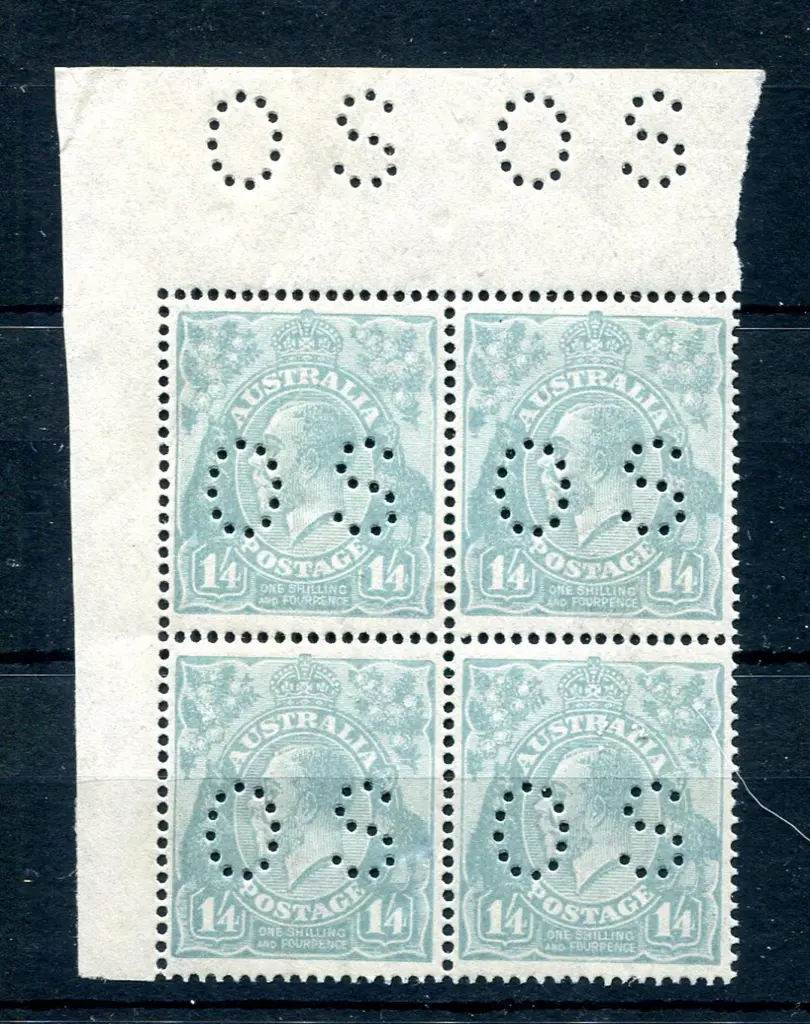 1914/20 1/4d greyish, single wmk, blue top left ... Image 1++