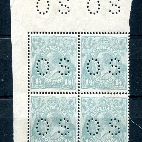 1914/20 1/4d greyish, single wmk, blue top left ...