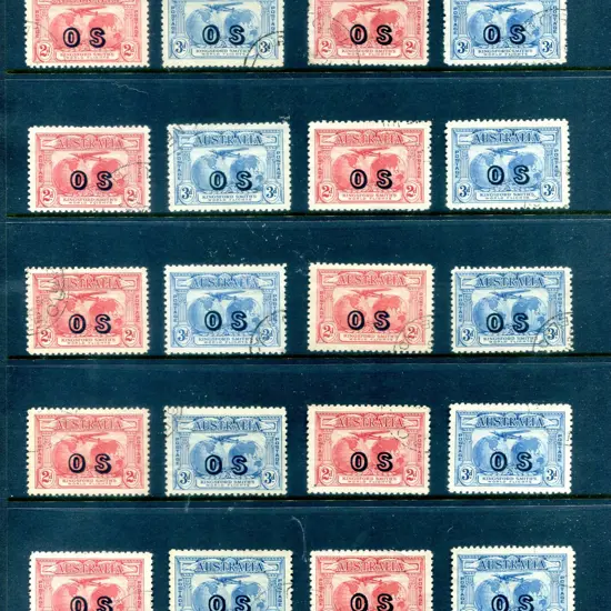 1931 2d & 3d Kingsford Smith ovptd "OS" & CTO x 10 ...