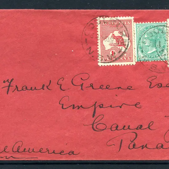 1913 (6th Mar) 1d red kangaroos, 1st wmk x 2 used ...