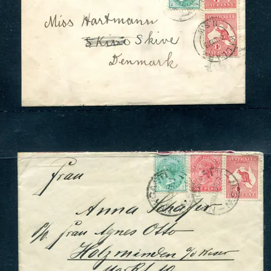 1913 (4th Aug) ½d NSW  & 1d kangaroo vert pair ...