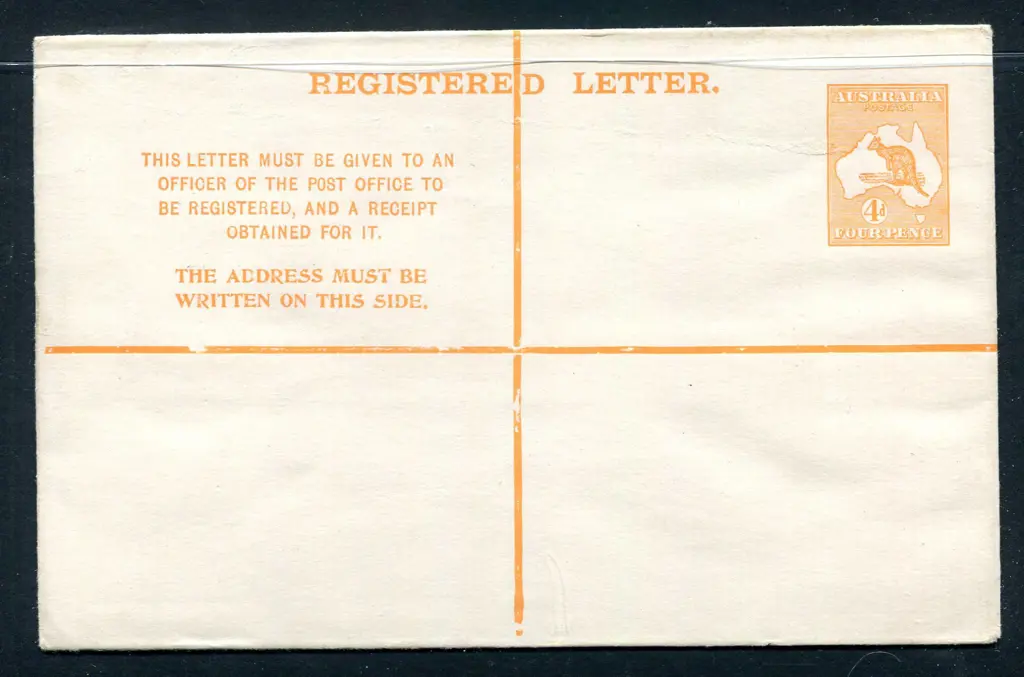 1913 4d orange kangaroo "Registered Letter" ... Image 1++