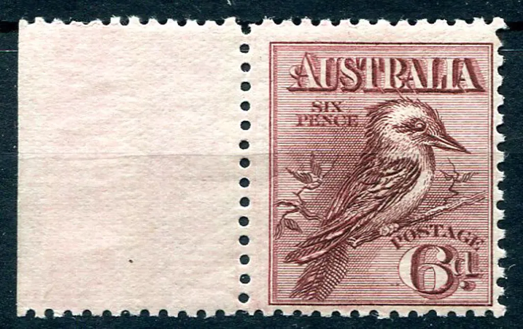 1914 6d engraved kookaburra with left marginal. ... Image 1++