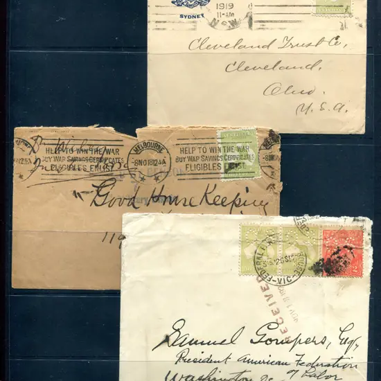 1918, 1919 & 1922 3d olive kangaroos on 3 covers ...