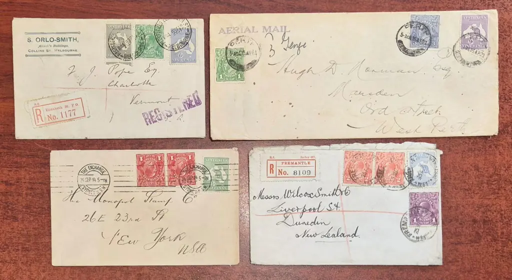 1920 Fremantle regd cover to NZ with mixed ... Image 1++