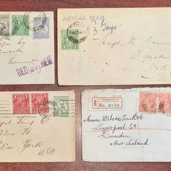 1920 Fremantle regd cover to NZ with mixed ...
