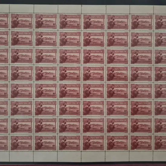 1927 1½d Canberra, plate 7 in complete sheet of ...