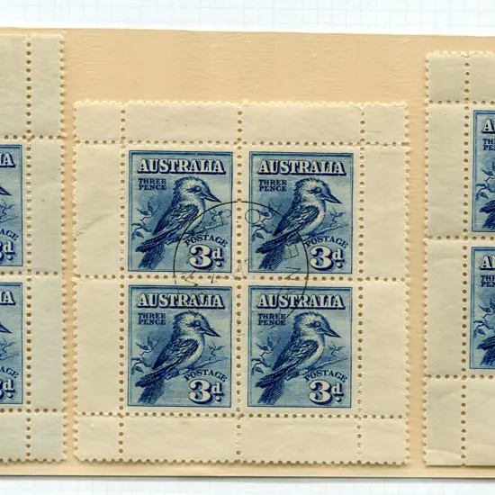 1928 Kookaburra Melbourne M/S's x 3 on exhib page ...