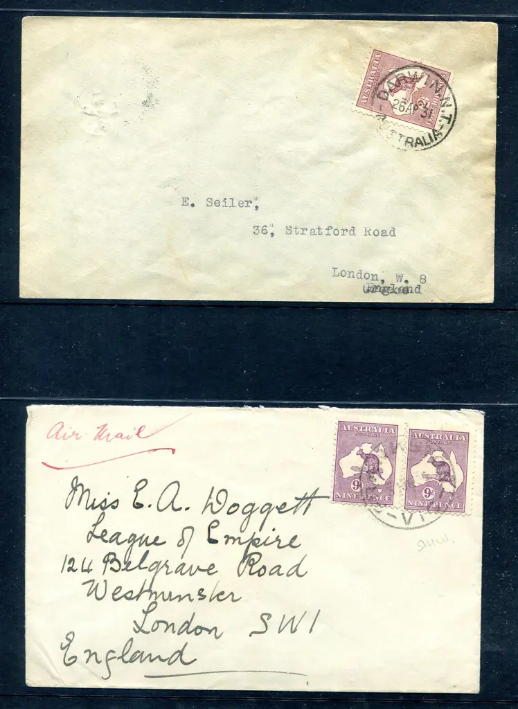 1931 (26th Apr) 2/- SMW on env to England tied by ... Image 1++