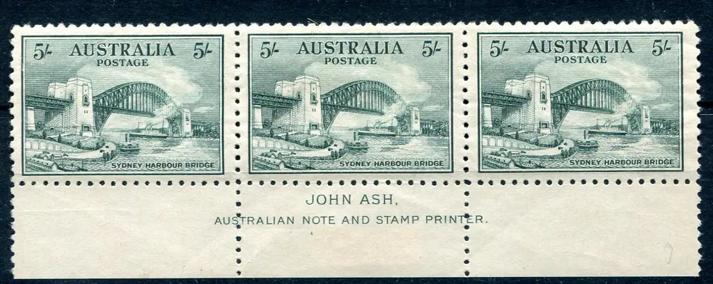 1932 5/- Sydney Harbour Bridge John Ash imprint ... Image 1++