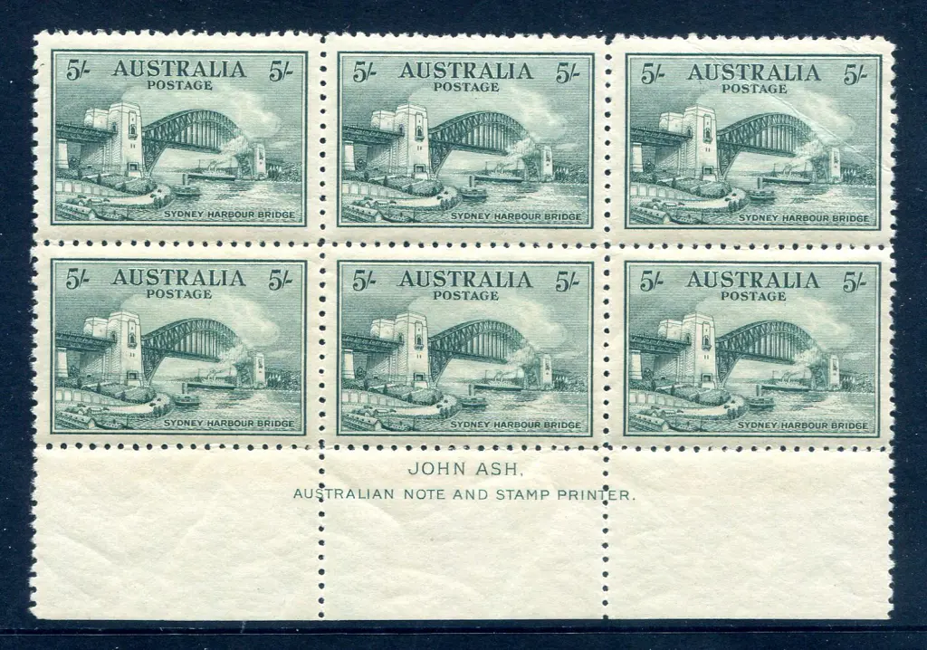 1932 5/- Sydney Harbour Bridge John Ash imprint ... Image 1++