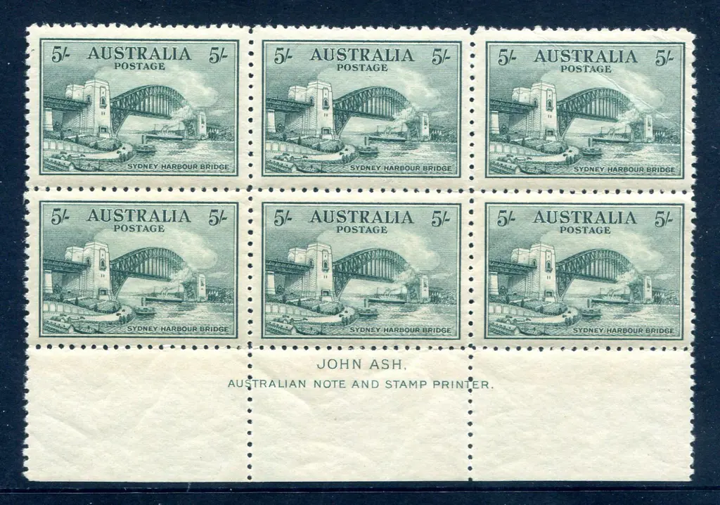 1932 5/- Sydney Harbour Bridge John Ash imprint ... Image 1++