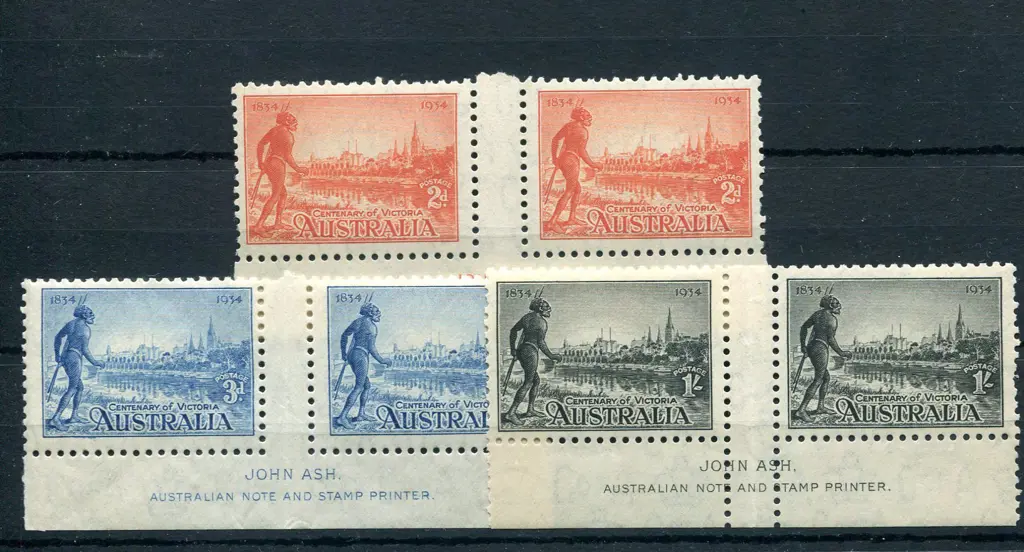 1934 Vic Cent perf. 11 set of 3 in John Ash ... Image 1++