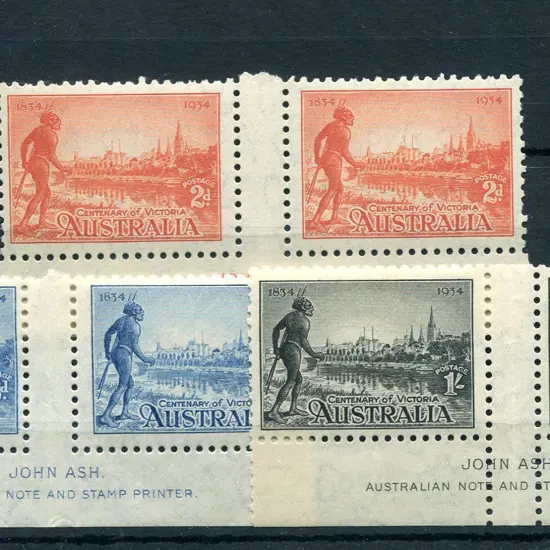 1934 Vic Cent perf. 11 set of 3 in John Ash ...