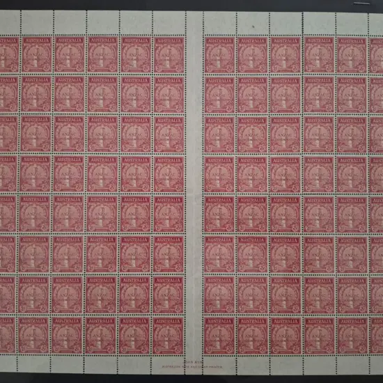 1935 2d scarlet Anzac, plate 2 (upper left) in ...