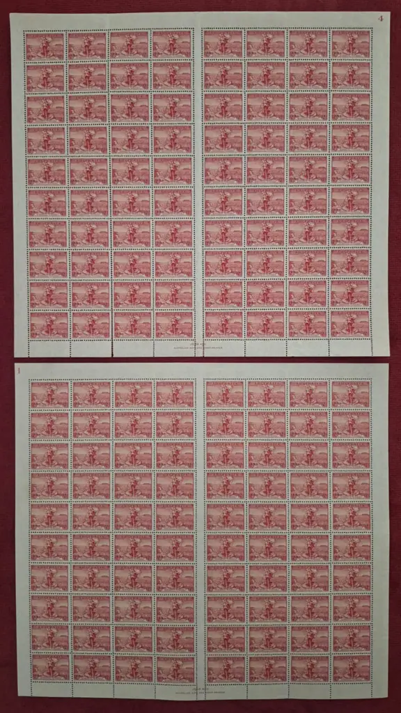 1936 2d scarlet Cable in plate 1 (upper left) & ... Image 1++
