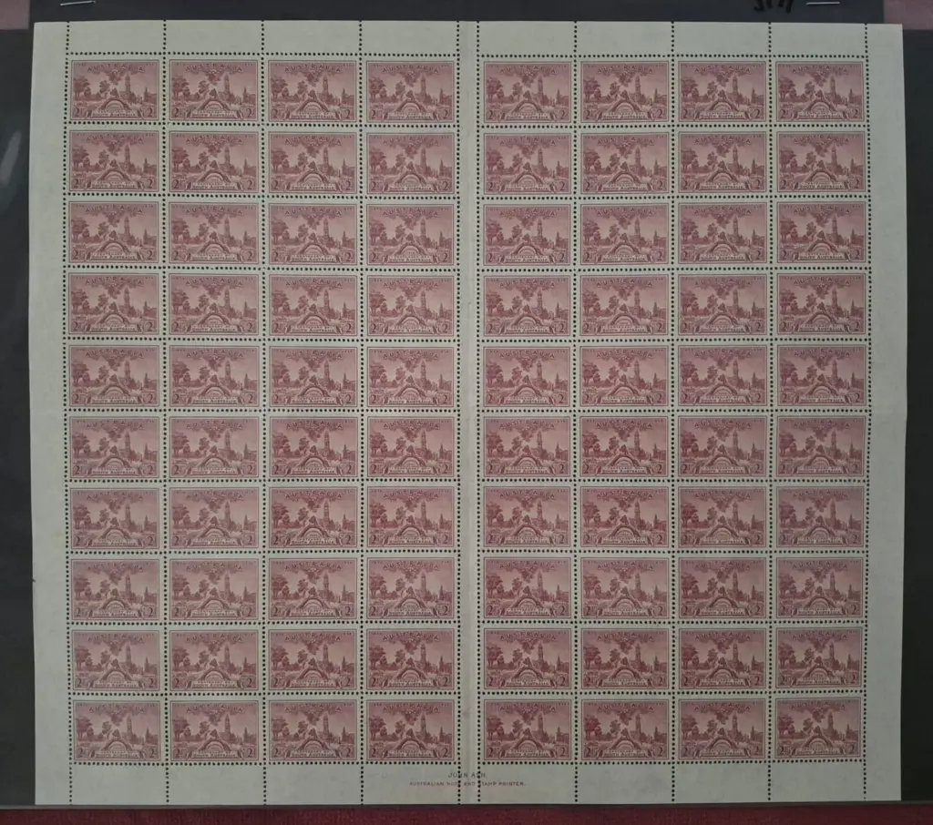 1936 2d South Aust Cent in complete sheet of 80 ... Image 1++