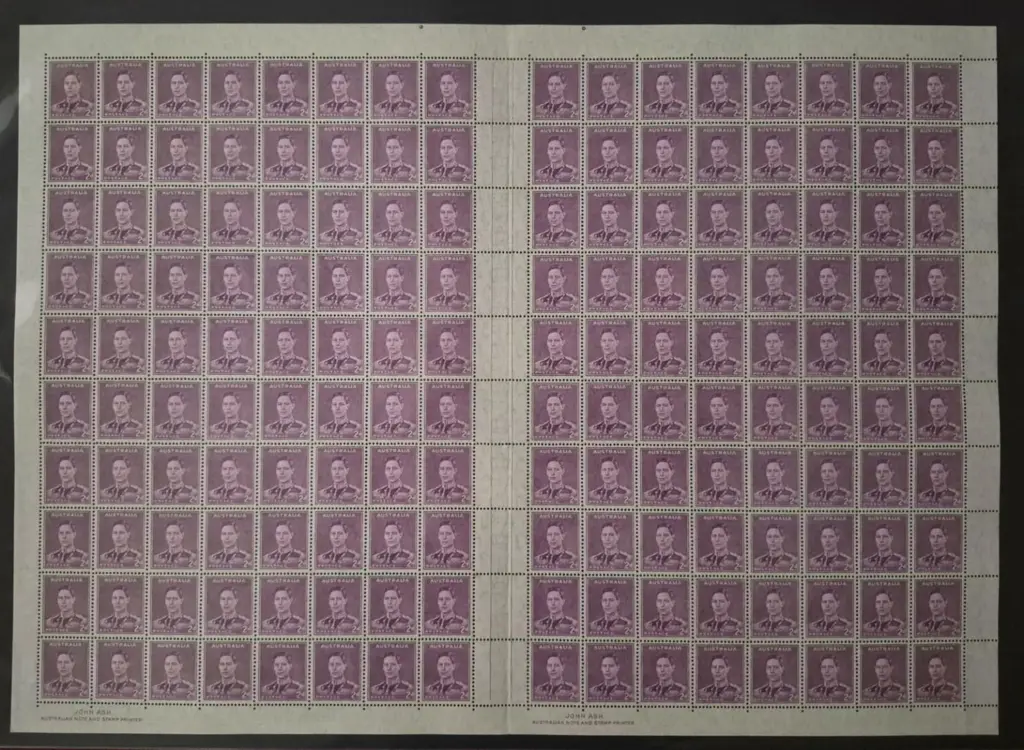 1941 2d mauve KGVI, Die II complete sheet of 160 ... Image 1++