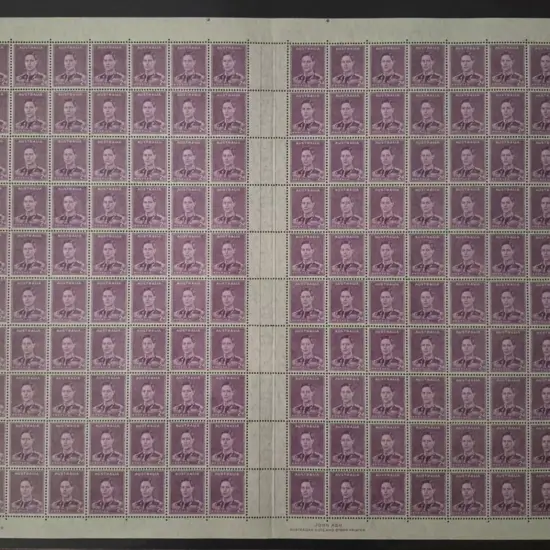 1941 2d mauve KGVI, Die II complete sheet of 160 ...