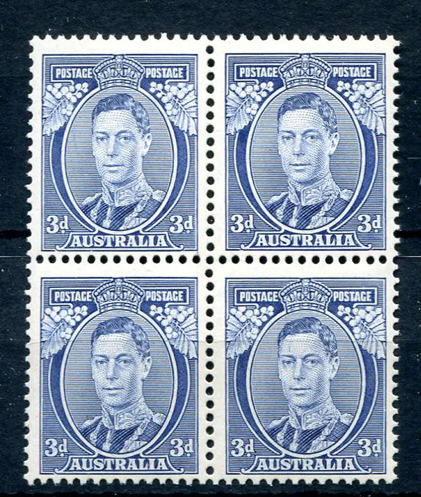 1937 3d blue KGVI, Die I block of 4 as above ACSC ... Image 1++