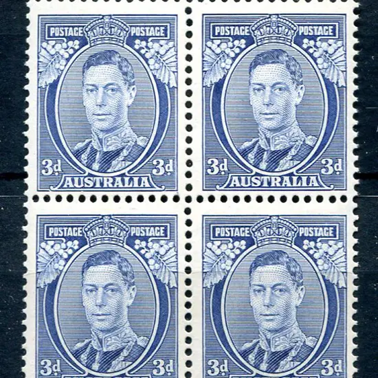 1937 3d blue KGVI, Die I block of 4 as above ACSC ...