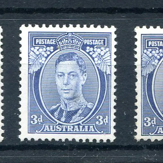 1937/48 3d blue KGVI Die I, "White Wattles", Die ...