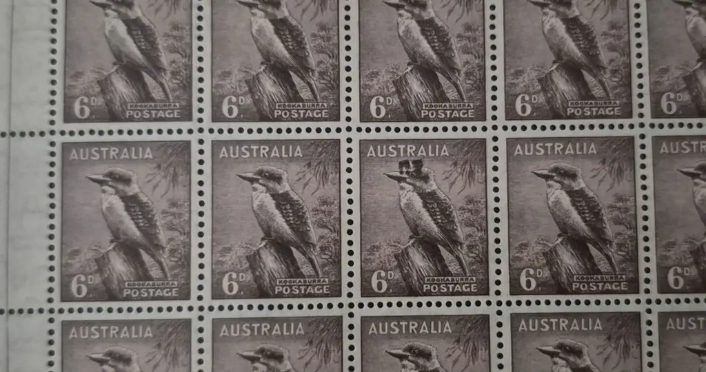 1942 6d dull brown kookaburra in complete sheet of ... Image 1++