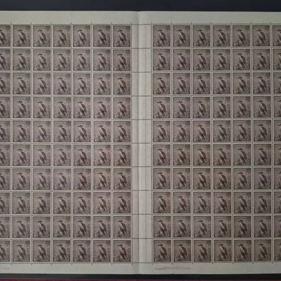 1942 6d dull brown kookaburra in complete sheet of ...