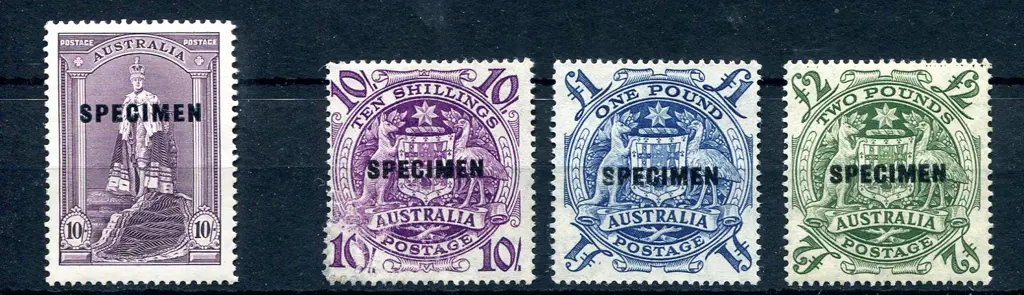 1937/48 10/- Robes on thick paper ovptd "SPECIMEN" ... Image 1++