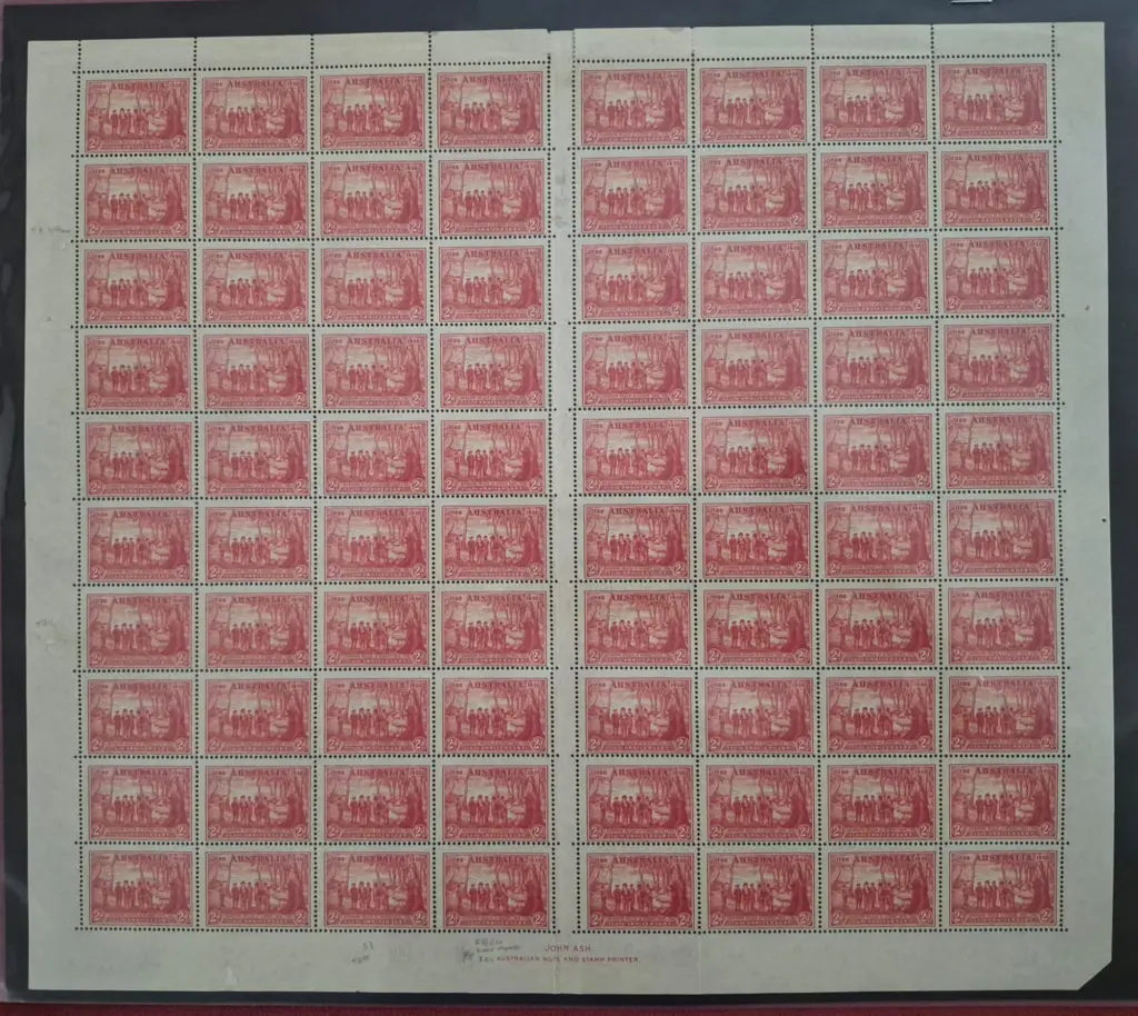 1937 2d NSW Sesqui in sheet of 80 with central ... Image 1++