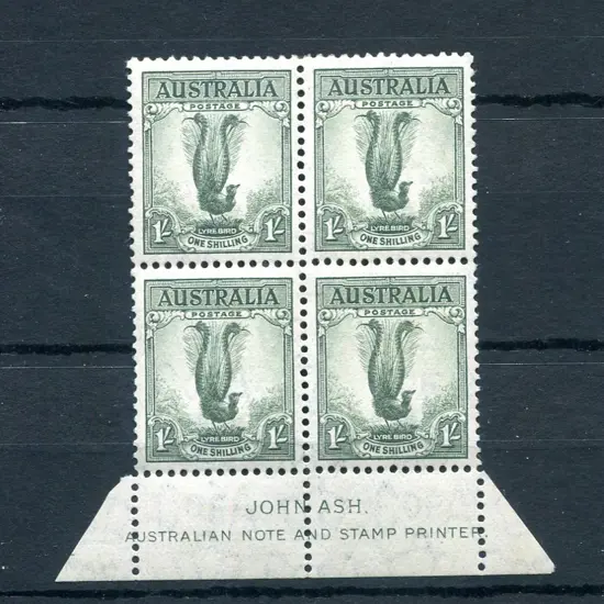 1937/59 1/- dull green lyrebird, perf. 13½ x 14 in ...