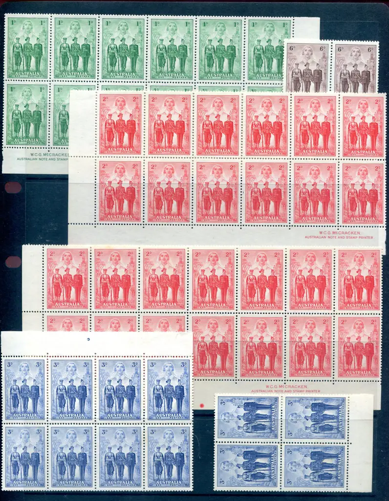 1940 AIF set with both 1d green & 2d red in ... Image 1++