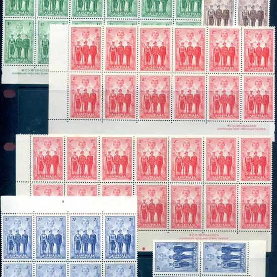 1940 AIF set with both 1d green & 2d red in ...