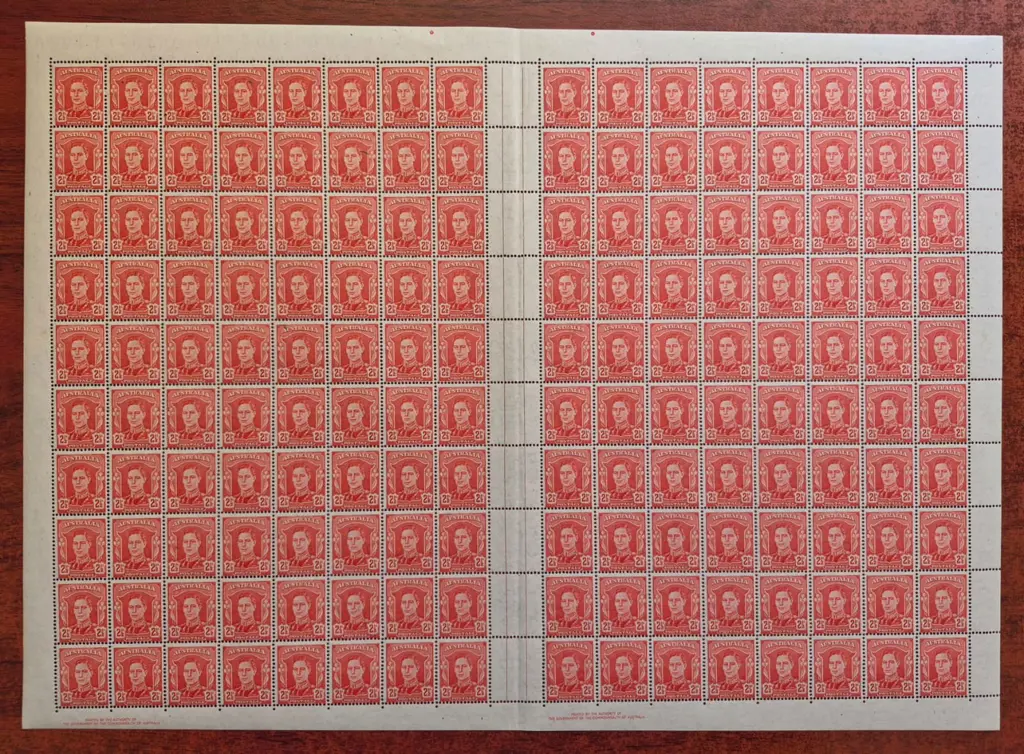 1942 2½d scarlet KGVI in complete sheet of 160 ... Image 1++
