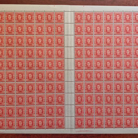 1942 2½d scarlet KGVI in complete sheet of 160 ...