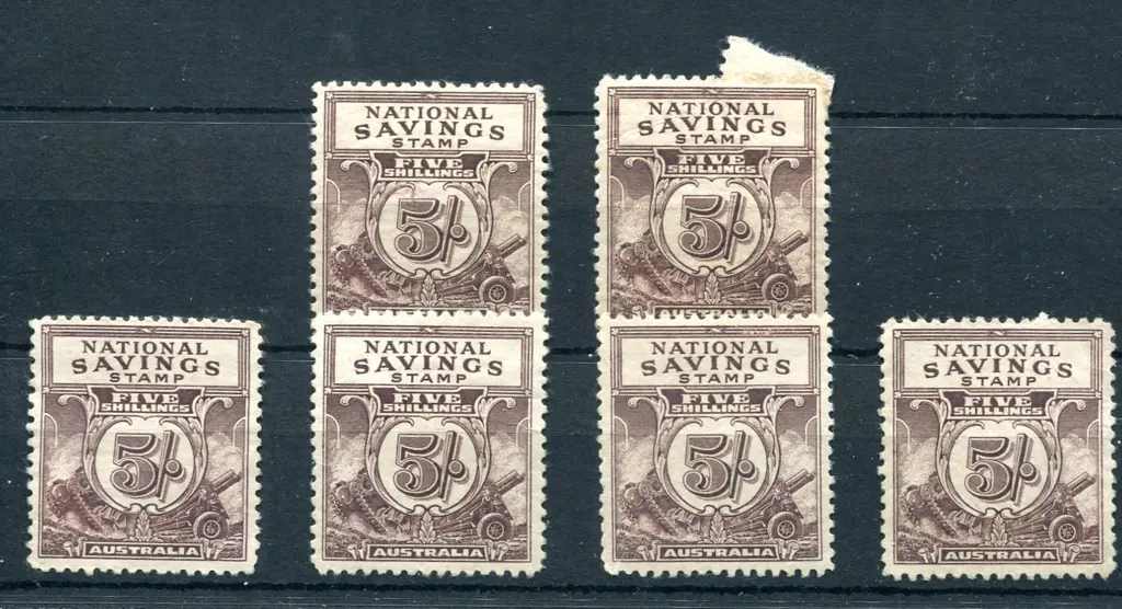 1943 (Oct) 5/- National Savings Stamps in brown x  ... Image 1++