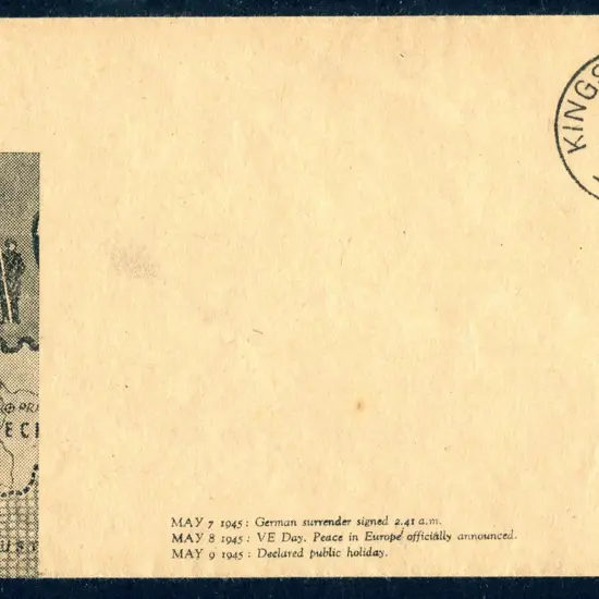 1945 (8th May) "VE DAY POST" illust env showing ...
