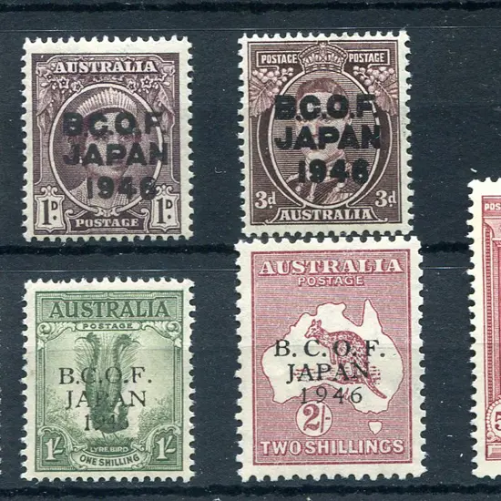 1946 BCOF set of 7 to 5/- Robes on thick paper. ...