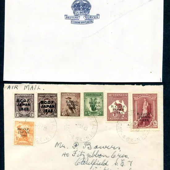 1948 (3rd Sept) BCOF set of 7 with 5/- on thick ...