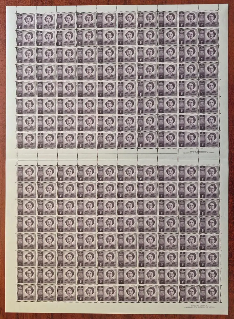 1948 1d Princess Elizabeth, no wmk complete sheet ... Image 1++