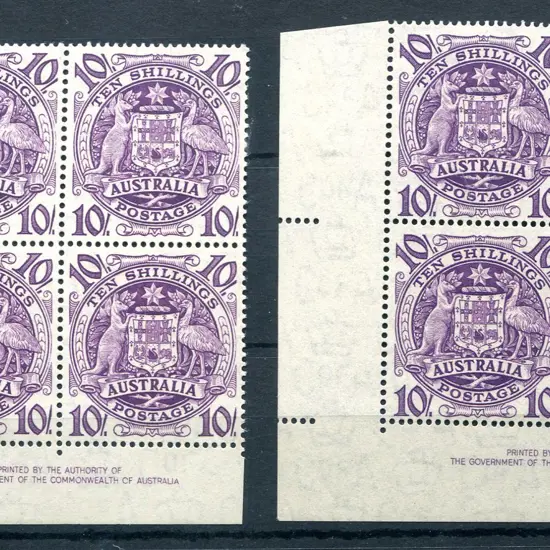1949 10/- bright purple Arms with 2 "By ...
