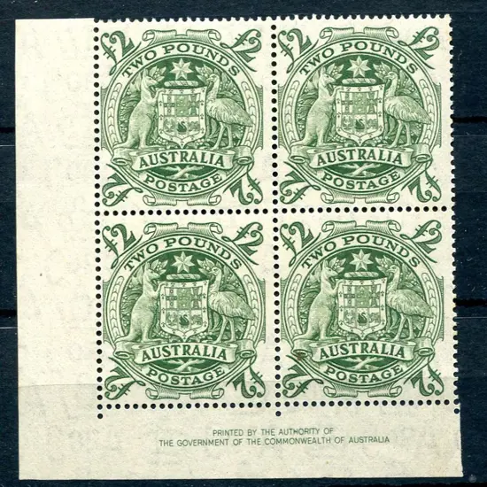 1950 £2 Arms in Authority imprint block of 4. MUH ...