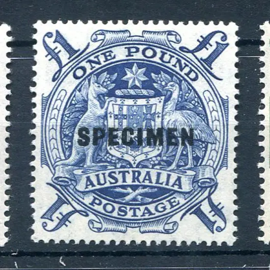 1949/50 Arms set of 3 ovptd "SPECIMEN". MUH, 10/- ...