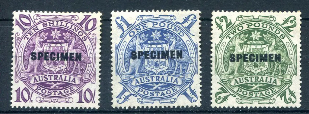 1949/50 Arms set of 3 ovptd "SPECIMEN". MUH, the ... Image 1++